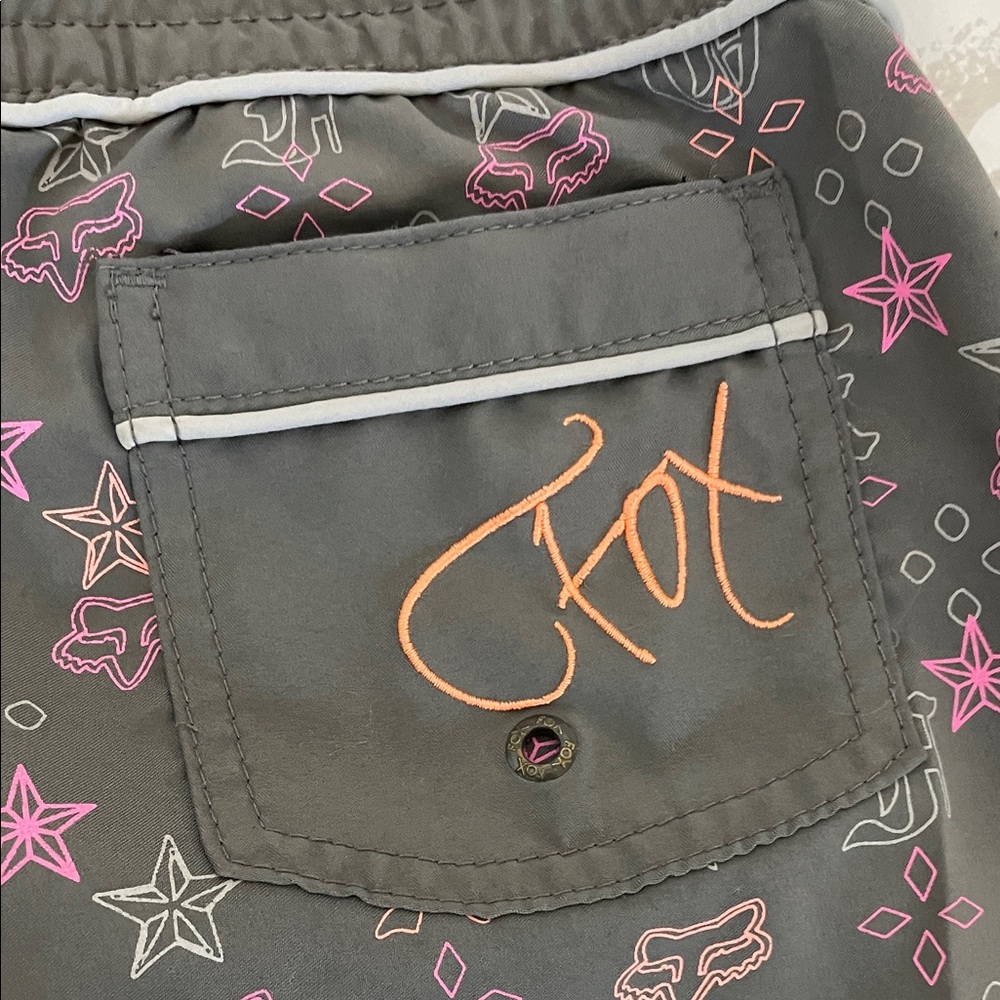 Fox Gray and Pink Patterned Women's Athletic Shorts